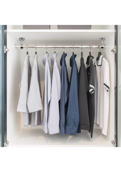 Eıtgzwas 2020 2 Parça Perde Çubuğu, Paslanmaz Çelik Dolap Çubuğu Tutacağı Vidalı Dolap Çubuğu ve Duş Perdesi Dolabı Genleşme Hortumları