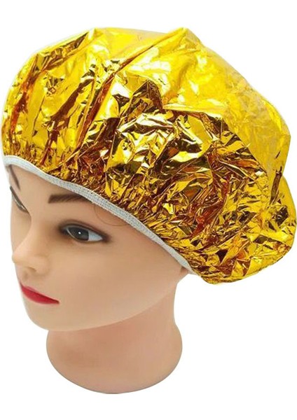 Duş Başlığı Isı Yalıtımı Alüminyum Folyo Şapka Kadınlar Için Elastik Banyo Başlığı Kuaför Banyo -Altın