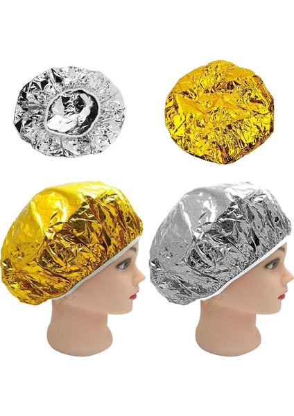 Duş Başlığı Isı Yalıtımı Alüminyum Folyo Şapka Kadınlar Için Elastik Banyo Başlığı Kuaför Banyo -Altın indirimleri