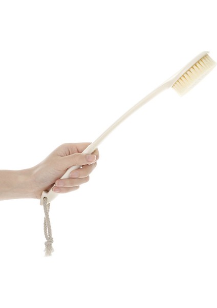 Duş Fırçası Banyo Fırçası Vücut Fırçası Sırt Kuru Cilt Spa Scrubber-Beyaz(Yurt Dışından)