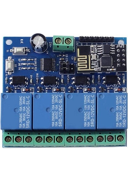 Dc 12V ESP8266 Esp-01 4 Kanal Röle D Modülü Esp-01 Wıfı Modülü Için Iot Akıllı Ev Telefonu App Denetleyicisi Wıfı Rölesi(Yurt Dışından)