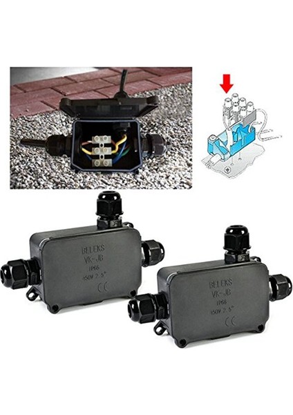 2 Adet Hava Koşullarına Dayanıklı IP66 Dış/harici Bağlantı Kutusu 3-Kablo Konnektör Can Yeraltı Kablo Kılıfı Için 4-8 mm Kablo Çapı Pg9(Yurt Dışından)