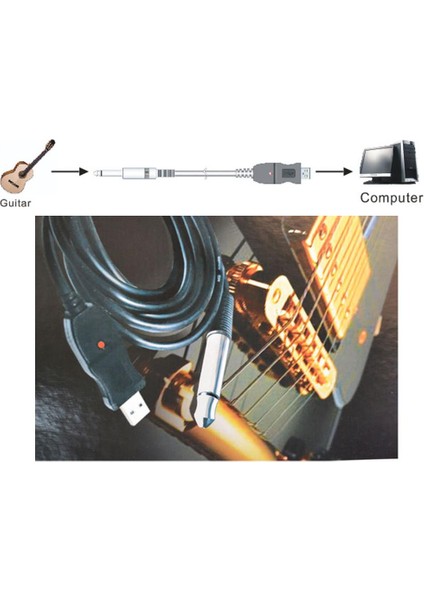 USB Arayüzü Erkek - 6.35MM 43469 Mono Erkek Elektrik Gu USB Gitar Kablosu(Yurt Dışından) fırsatları