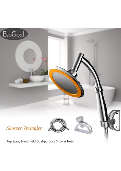 Esogoal Lüks 6 Yağmur Duşu El Seti Banyo Güçlü Enerji Yuvarlak Yüksek Basınçlı Su Tasarruflu Duş Başlıkları, 1.5m Paslanmaz Çelik Hortum ve Duş Başlığı Tutacağı(Yurt Dışından)