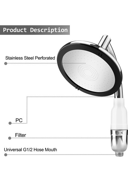 6 Inç Paslanmaz Çelik Duş Başlığı Banyo El Yağış Sprey Su Tasarrufu Turboşarj Negatif Iyon Memesi fırsatları