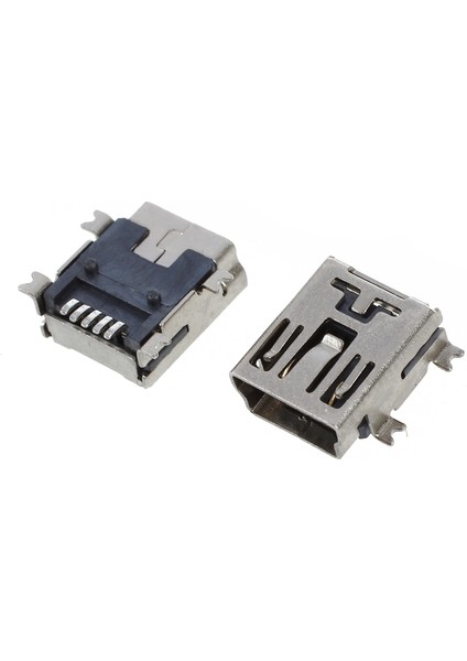 20 Adet Mini USB 5 Pin Dişi Soket Dıy Smt Konnektör, 10 Adet Gümüş+Koyu Gri ve 10 Adet Gümüş