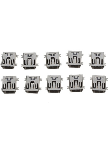 20 Adet Mini USB 5 Pin Dişi Soket Dıy Smt Konnektör, 10 Adet Gümüş+Koyu Gri ve 10 Adet Gümüş
