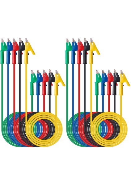 10 Adet Timsah Kliplertest Uçları Timsah Klipsleri Multimetre 100CM Için Yalıtımlı Çift Uçlu Croc Klipsler