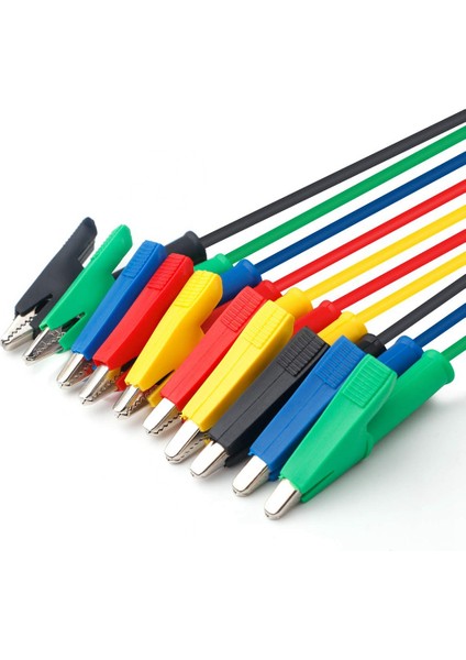 10 Adet Timsah Kliplertest Uçları Timsah Klipsleri Multimetre 100CM Için Yalıtımlı Çift Uçlu Croc Klipsler modelleri