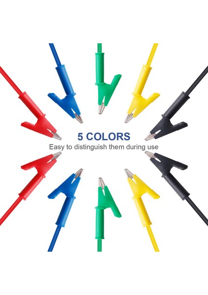 10 Adet Timsah Kliplertest Uçları Timsah Klipsleri Multimetre 100CM Için Yalıtımlı Çift Uçlu Croc Klipsler fırsatları