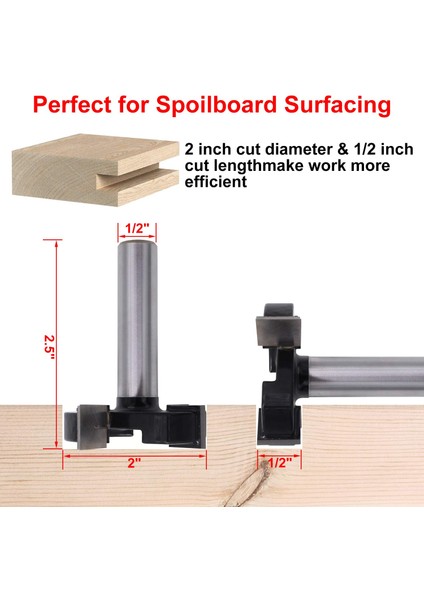 Srıwen 2020 Shank Cnc Spoilboard Yüzey Yönlendirici Bit Ahşap Freze Planya Aracı Ağaç Işleme Araçları Döşeme Düzleştirme Yönlendirici Bit 1/2 Inç