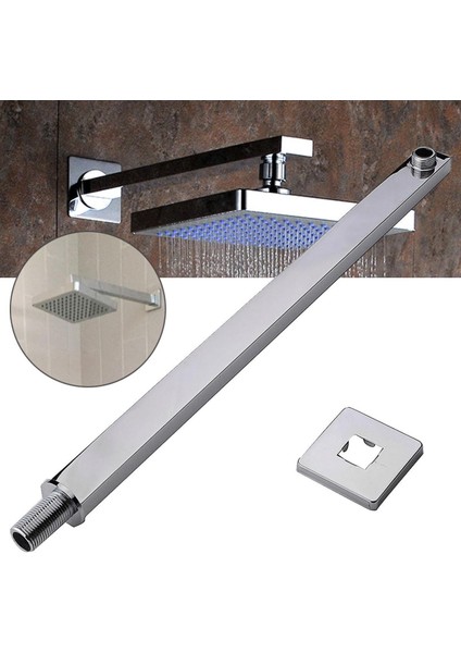 Yağmur Duş Başlığı Için 24 Inç 60CM Kare Krom Duvara Monte Duş Uzatma Kolu(Yurt Dışından)