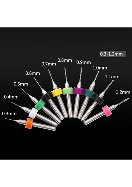 10 Adet / Takımmini Matkap 0.1-1/ 0.3-1.2/0.6-1.5/1.5-2.4/ 2.1-3.0mm Devre Kartı Için Tungsten Çelik Karbür Cnc Matkap Uçları Makine Nötr / Değiştirme(Yurt Dışından)