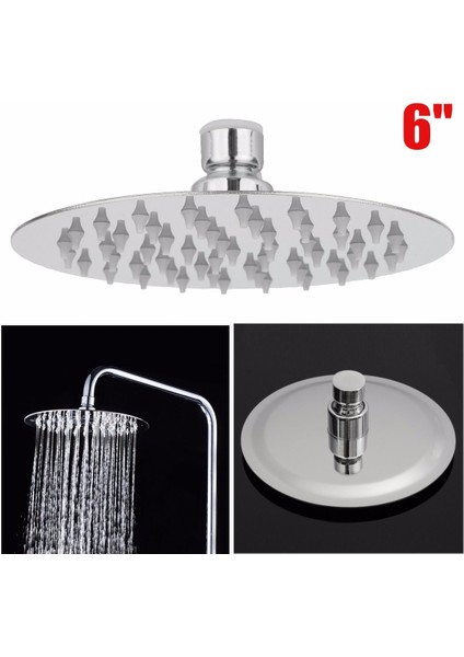 6'' Yuvarlak Paslanmaz Çelik Yağmur Duş Başlığı Yağış Banyo Üstü Püskürtücü Krom(Yurt Dışından)