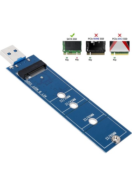 M.2 - USB Adaptörü, B Tuşu M.2 SSD Adaptörü USB 3.0 (Kablo Gerekmez), USB - 2280 M2 SSD Sürücü Adaptörü, Ngff Dönüştürücü SSD Okuyucu Kartı