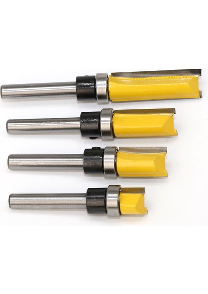 Quanbu 2020 4 Adet Gömme Trim Freze Uçları Üst Rulman Freze Ucu 1/4 Inç Şaft Düz Desen Şablon Yönlendirici Bit Ahşap Freze Aracı fırsatları