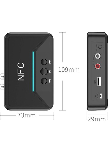 Bluetooth 5 0 Alıcı Adaptörü Nfc 3 5mm Rca Ses Aux Çıkışı Kablosuz Bluetooth Dongle Stereo Alıcı