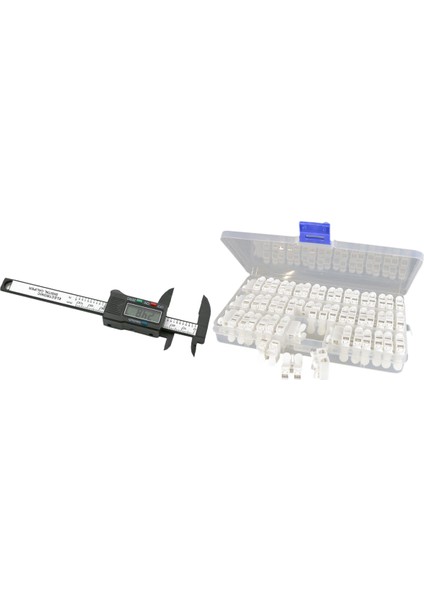 1x Dijital Kaliper, 100MM 4 Inç LCD Dijital (Siyah) ve 55 Adet 2p Yaylı Tel Konnektör Kaynaksız Vida Hızlı Konnektör