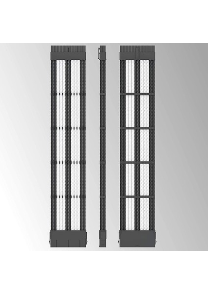 Özel Mod Kollu Psu Kablosu, UL1015 18AWG Örgülü Atx Eps Pcı-E Taraklı Uzatma Kablosu Kiti (Siyah+Beyaz) 4 Adet