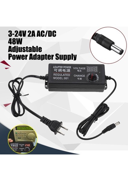 Ac Dc Ayarlanabilir Güç Adaptörü Besleme Fişi 3-24V 2A 48W Hız Kontrol Volt Göstergesi fiyatları