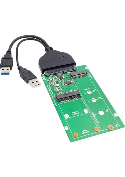 USB 3.0 Sata 22PIN 2.5 Inç Sabit Disk Için 2'si 1 Arada Mini Pci-E 2 Şeritli M.2 Ngff & Msata SSD Adaptör Dönüştürücü