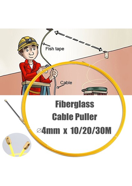 Yeni Araçtel Kablo Fiberglas Balık Teyp Makarası Boru Kanalı Rodder 4mm # 30M