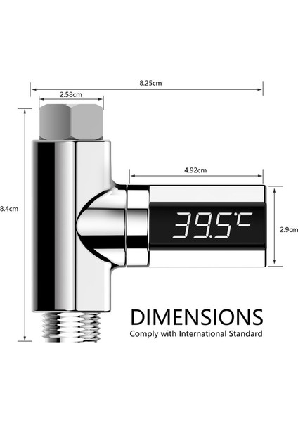 LED Sıcaklık Göstergeli Dijital Duş Başlığı -Gümüş (Yurt Dışından)