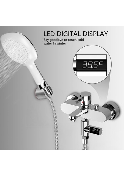 LED Sıcaklık Göstergeli Dijital Duş Başlığı -Gümüş (Yurt Dışından)