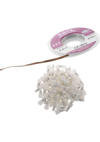 100 Adet Naylon Kapalı Uç Kapaklı Yalıtımlı Konnektörler Tel Sıkma Terminali 16-14 Awg & 1 Adet Lehim Sökme Örgüsü 2mm x 0.75M Pompa Demir Kaynağı Elektronik Kaynak fiyatları