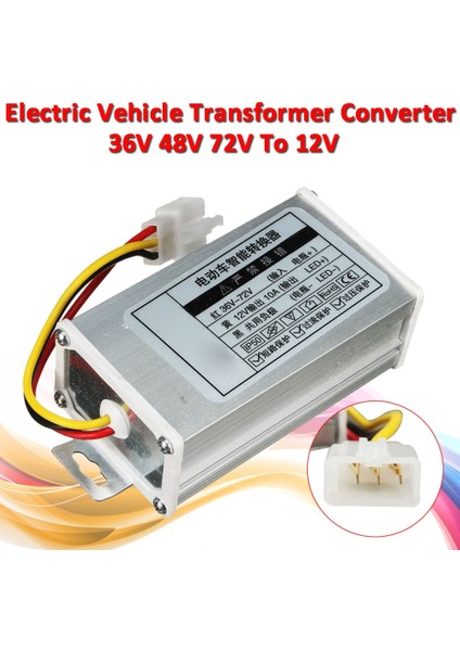【1 Satın Al 1 Bedava】elektrikli Bisiklet Dc Dönüştürücü Adaptör 36V 48V 72V - 12V 10A Aşağı Trafo -
