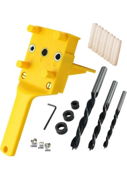 41 Adet Dübel Jig 6 8 10MM Ahşap Hss Matkap Uçları Ağaç Işleme Jig Abs Plastik Cep Delik Jig Marangozluk Için Matkap Kılavuzu Aracı