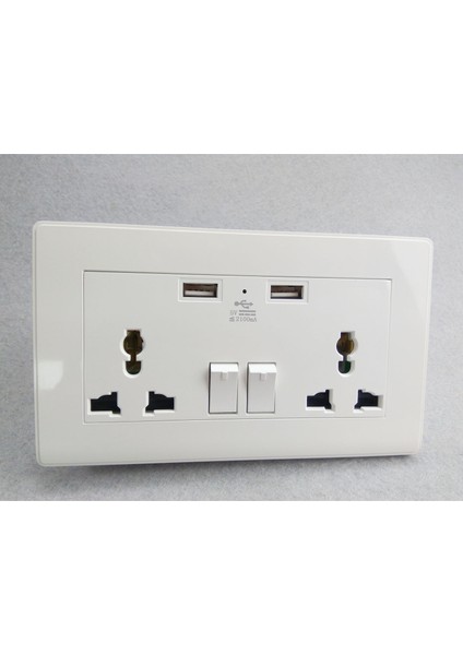 Uluslararası Evrensel Priz 2.1A USB Duvar Anahtarı Soket 3 Delik Çift USB Bağlantı Noktası Güç Şarj Cihazı Çıkış Paneli modelleri