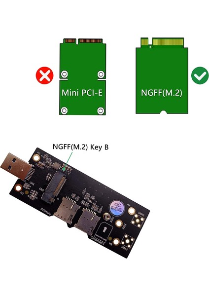 Ngff M.2 Anahtar B - Çift Nano'lu USB 3.0 Adaptör Yükseltici Kartıwwan/lte Modülü Için Konnektör Yuvası