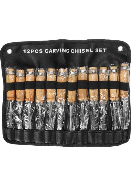 12 Adet Ahşap Oyma Keski Seti Karbon Çelik Ahşap Işleme Haddeleme Kese Oyuk Seti