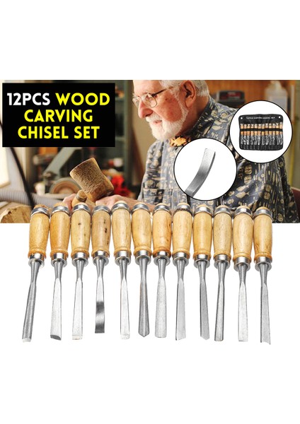12 Adet Ahşap Oyma Keski Seti Karbon Çelik Ahşap Işleme Haddeleme Kese Oyuk Seti fiyatları