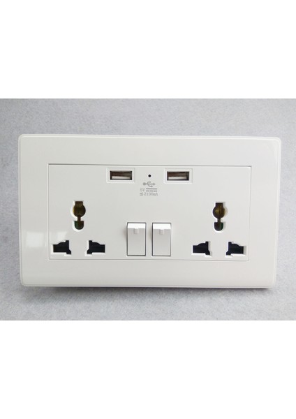 Uluslararası Evrensel Priz 2.1A USB Duvar Anahtarı Soket 3 Delik Çift USB Bağlantı Noktası Güç Şarj Cihazı Çıkış Paneli fırsatları