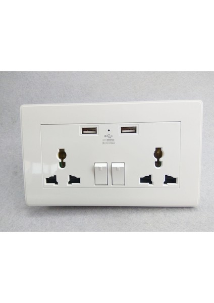 Uluslararası Evrensel Priz 2.1A USB Duvar Anahtarı Soket 3 Delik Çift USB Bağlantı Noktası Güç Şarj Cihazı Çıkış Paneli indirimleri
