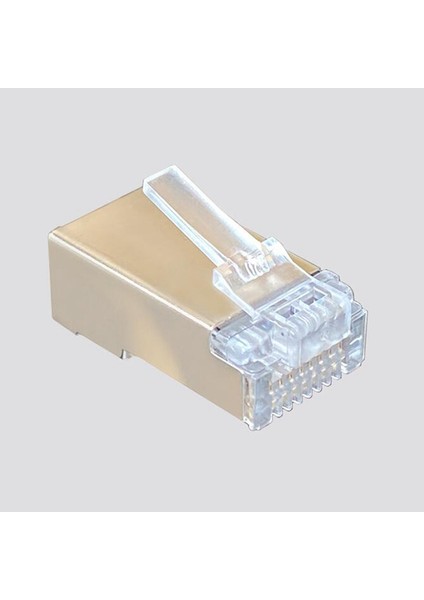 100 Adet RJ45 Korumalı Konnektör Cat6 Ağ RJ45 Konnektör Fişleri RJ45 Ethernet Kablosu Metal Korumalı 8 Hat Yuvası