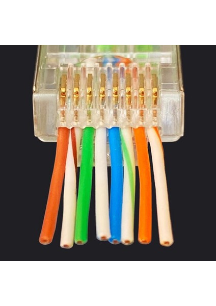 100 Adet RJ45 Korumalı Konnektör Cat6 Ağ RJ45 Konnektör Fişleri RJ45 Ethernet Kablosu Metal Korumalı 8 Hat Yuvası