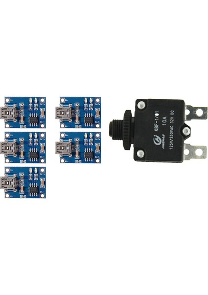 5x 5V Mini USB 1A Lityumkaynak Şarj Kartı Modülü 1x HS-R01 125/250VAC 50VDC Dc/ac Anlık Basma Düğmesi Anahtarı