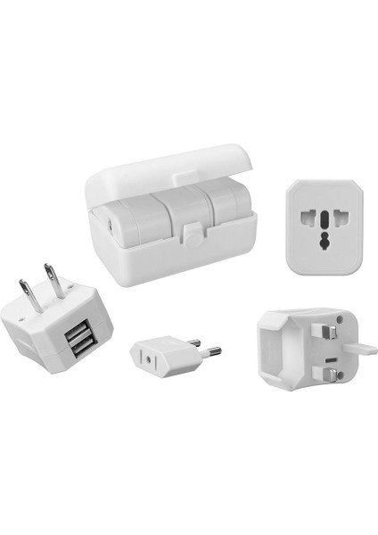 2 USB Bağlantı Noktası Evrensel Seyahat Ac Güç Şarj Cihazı Fiş Adaptörü Dönüştürücü Au Ingiltere Abd Ab Beyaz fırsatları