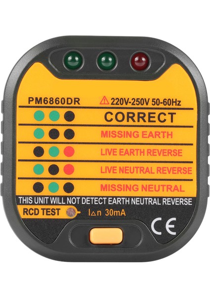 50-60Hz Otomatik Elektrikli Ingiltere/abd/ab Ev Için Priz Test Cihazı PM6860BG/DR/ER