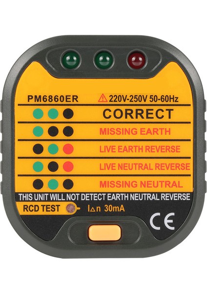 50-60Hz Otomatik Elektrikli Ingiltere/abd/ab Ev Için Priz Test Cihazı PM6860BG/DR/ER