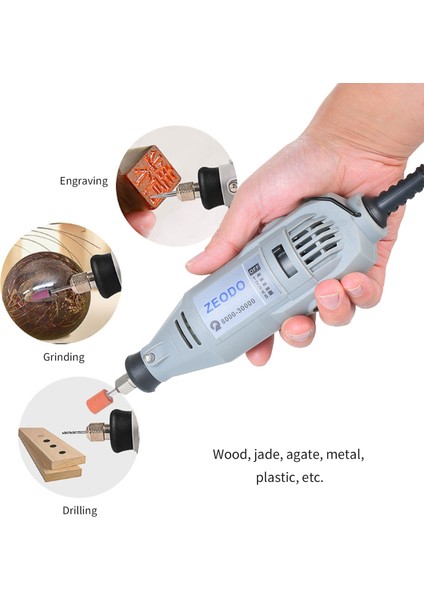 ZD7000 220V Elektrikli Taşlama Seti 8000-30000RPM Güç Döner Alet Kiti Parlatma Için 2 Taşlama Taş Uçları Parlatma Kaba Işleme Taşlama Zımpara Oyma Oyma Delme Makinesi Ab Tak