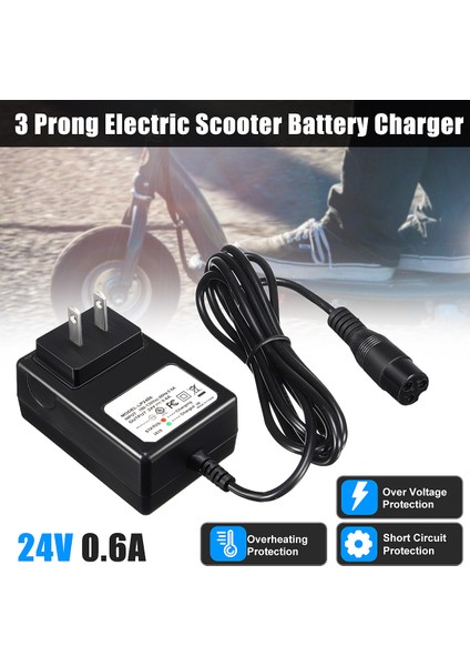 Yeni Araç Dc 24V 0.6A 3-Prong Pil Şarj Cihazı Razor E100 E125 E500S PR200 Scooter Için