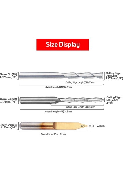 Flyeer 2020 40 Adet End Mill Gravür Uçları Seti Cnc Freze Uçları Kesme Freze Aracı Gravür Kesici 1/8 Inç Shank Tungsten Çelik