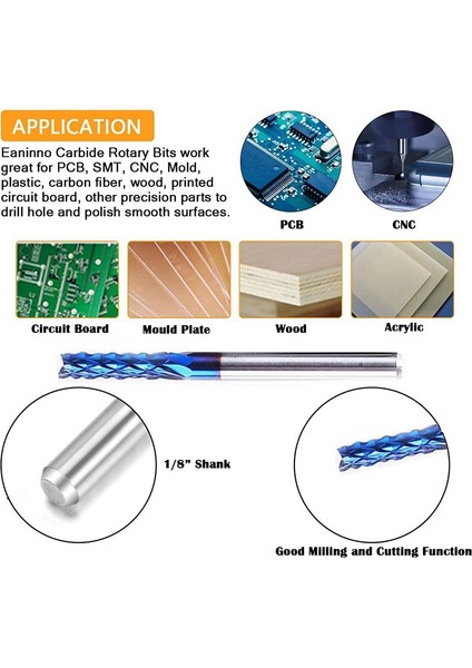 Flyeer 2020 40 Adet End Mill Gravür Uçları Seti Cnc Freze Uçları Kesme Freze Aracı Gravür Kesici 1/8 Inç Shank Tungsten Çelik
