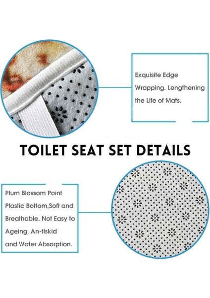 Srıwen 2020 Banyo Duş Seti Banyo Paspas Seti 3 Parça Banyo Halısı Yumuşak Klozet Kapağı