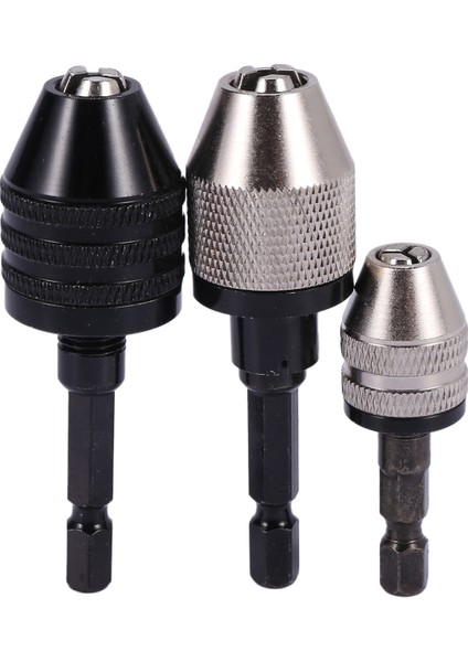 1/4 Inç Hex Shank ile 3 Adet Anahtarsız Matkap Chuck Dönüşüm Aracı Set, Elektrikli Grinde Için Hızlı Bırakma Adaptörü Dönüştürücü
