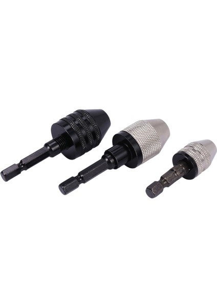 1/4 Inç Hex Shank ile 3 Adet Anahtarsız Matkap Chuck Dönüşüm Aracı Set, Elektrikli Grinde Için Hızlı Bırakma Adaptörü Dönüştürücü